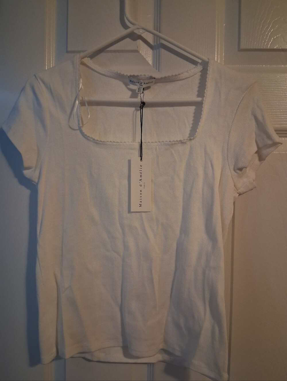 Maison D'Amelie Square-Neck Ribbed Tee